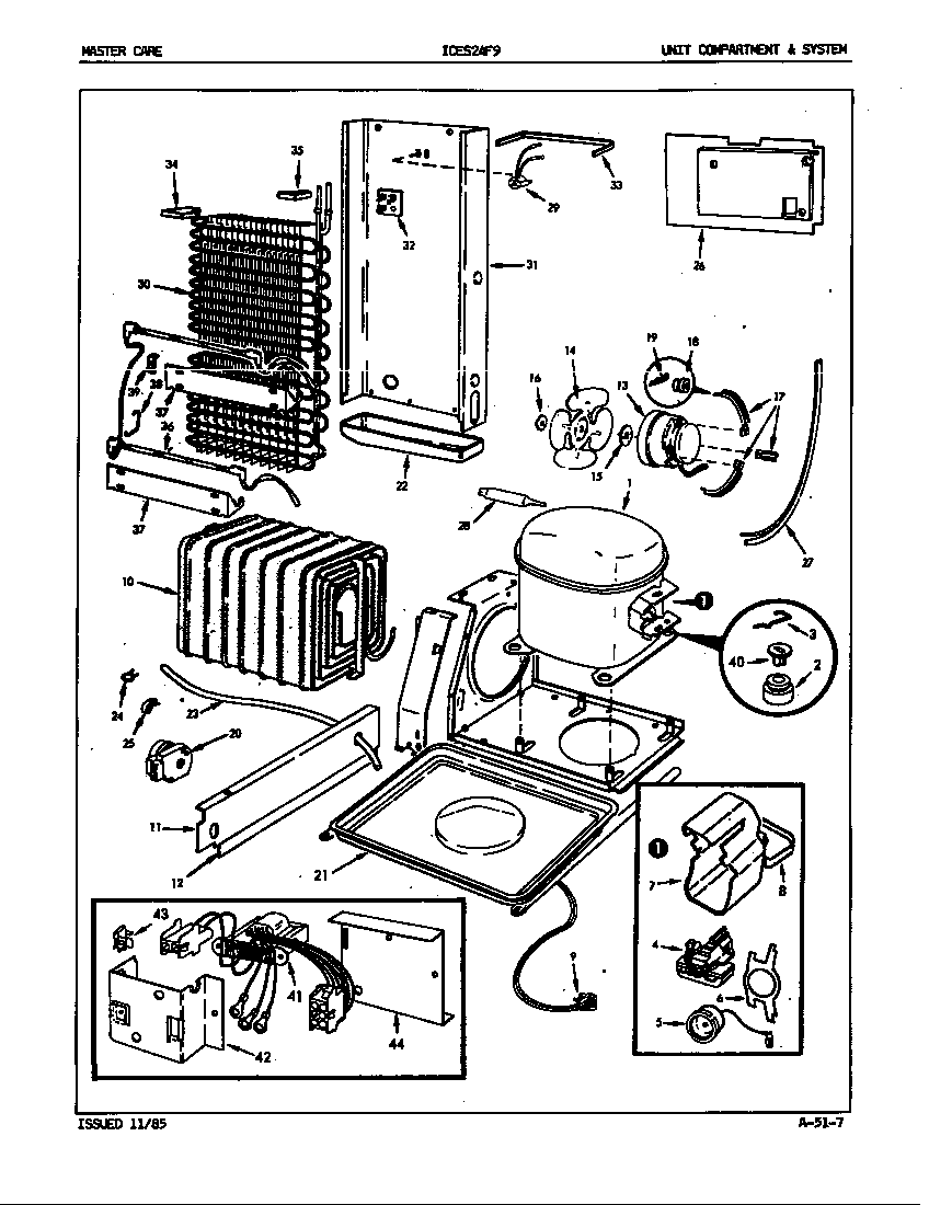 Admiral ICES24F9A/5L50A unit compartment & system diagram
