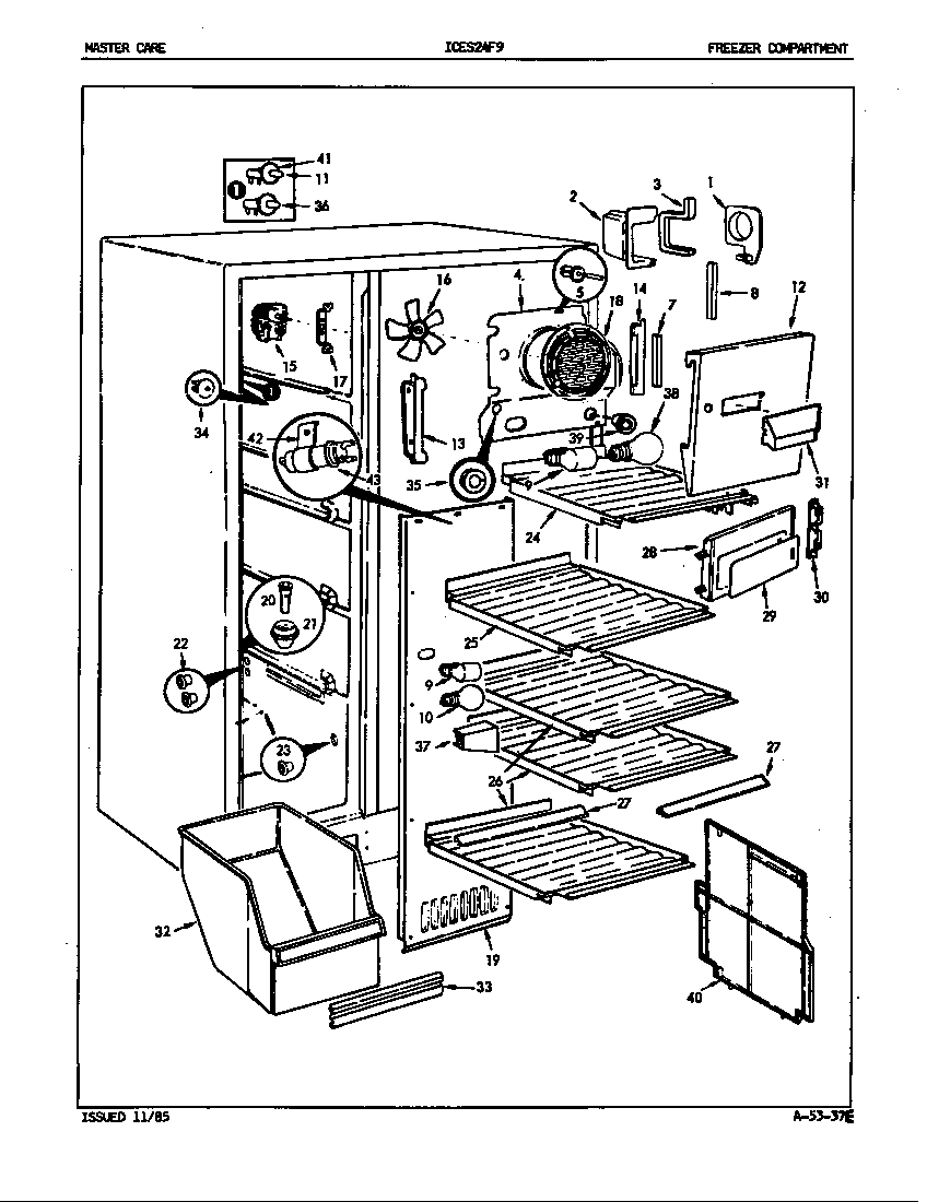 Admiral ICES24F9A/5L50A freezer compartment diagram