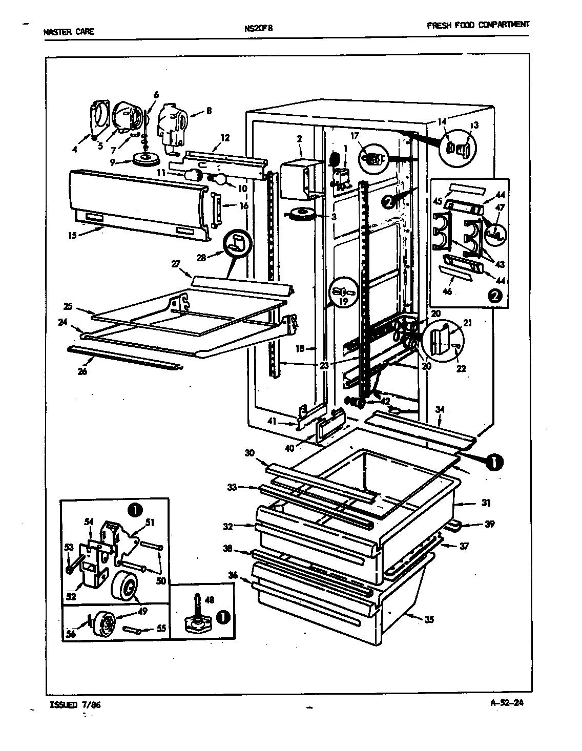Admiral NS20F8/5L42B fresh food compartment diagram