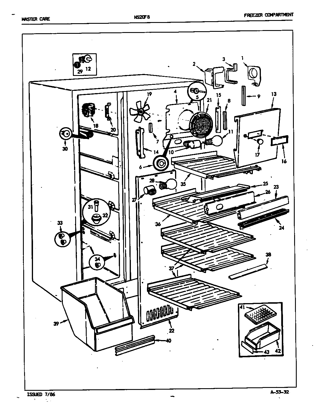 Admiral NS20F8/5L42B freezer compartment diagram