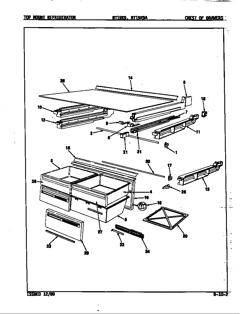 Admiral NT19K9/9A62A chest of drawers diagram