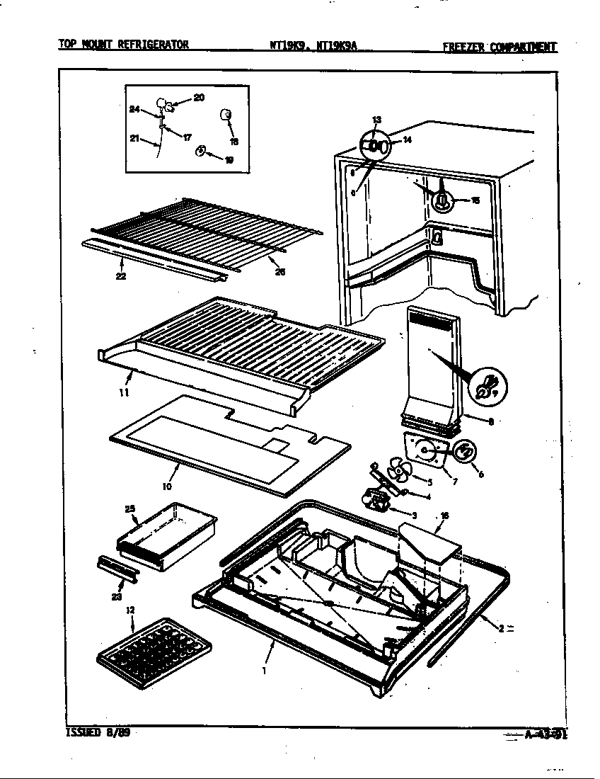 Admiral NT19K9/9A62A freezer compartment diagram