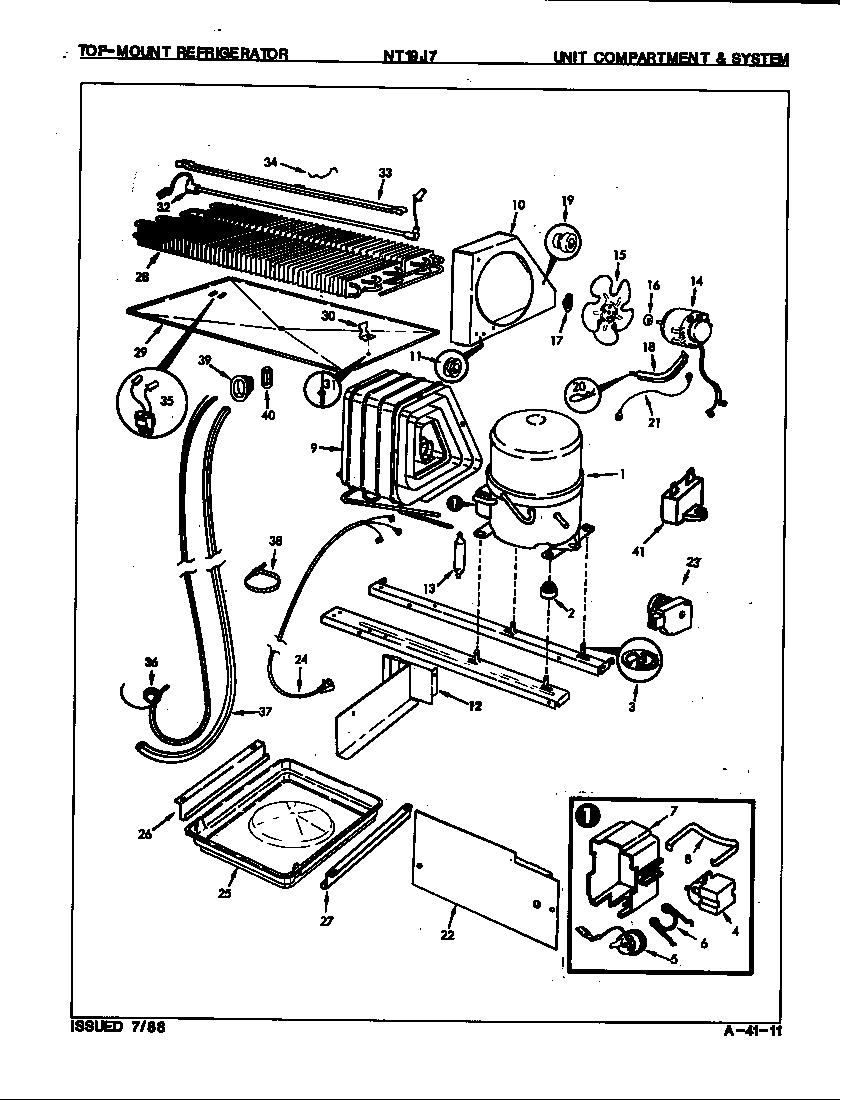 Admiral NT19J7H/8A11A unit compartment & system diagram