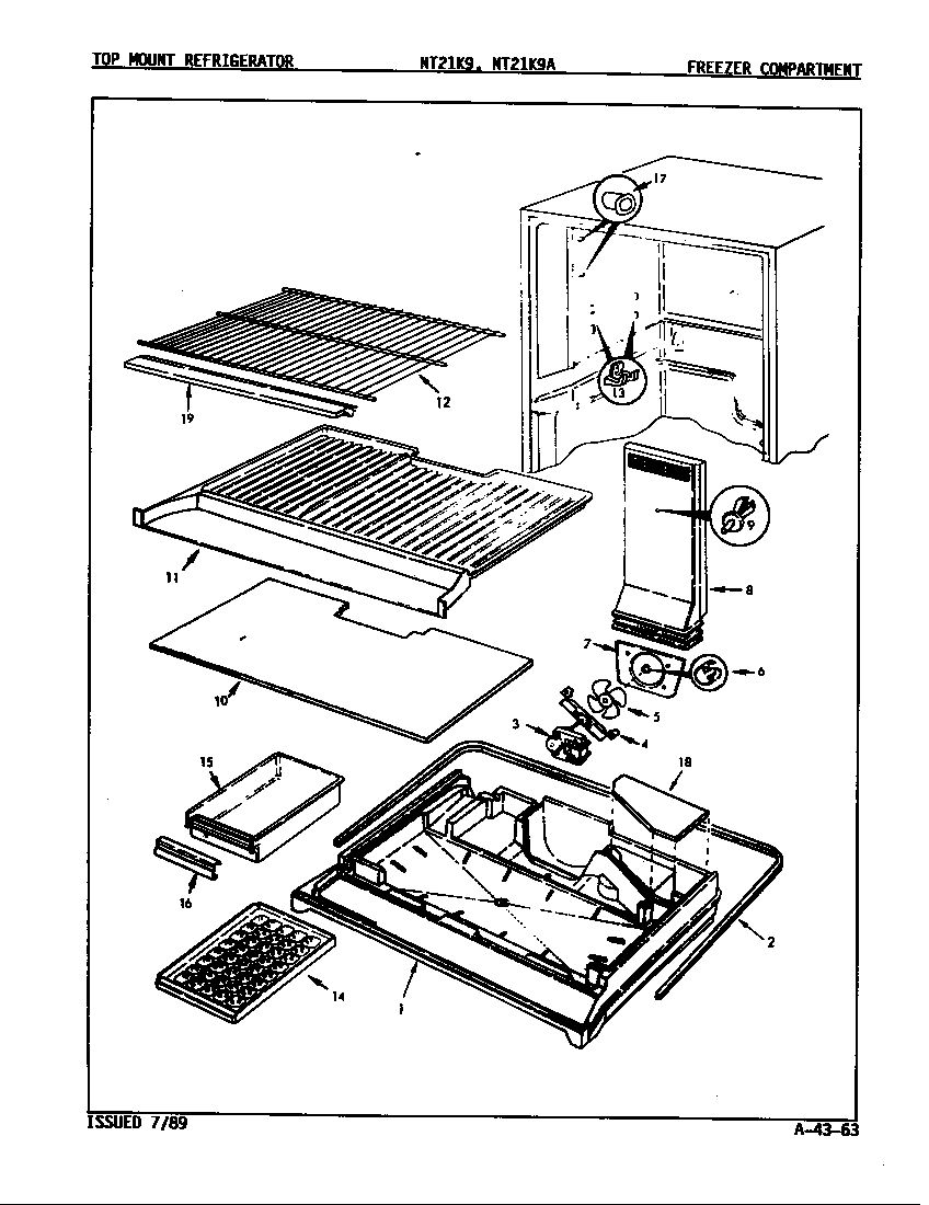Admiral NT21K9/9A02B freezer compartment diagram