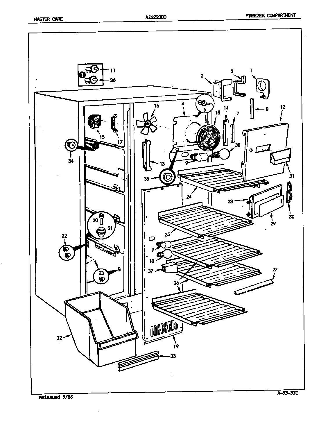 Admiral AZS22000/5L60A freezer compartment diagram