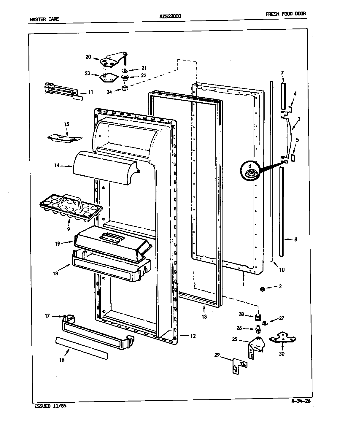 Admiral AZS22000/5L60A fresh food door diagram