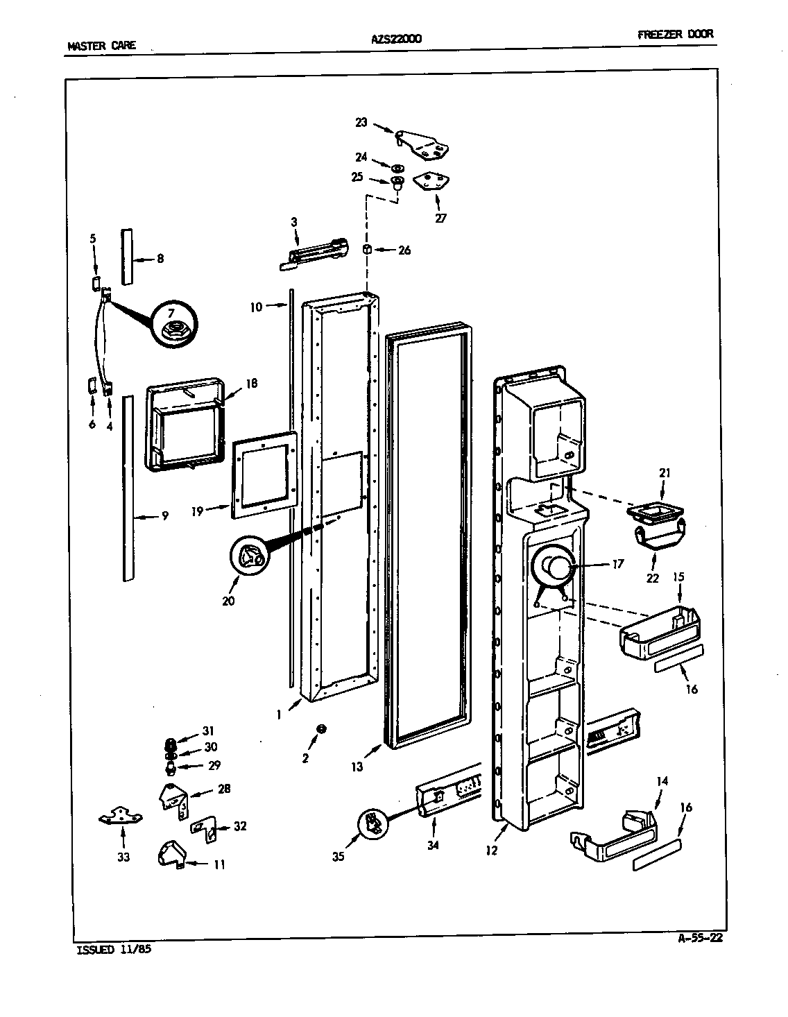 Admiral AZS22000/5L60A freezer door diagram