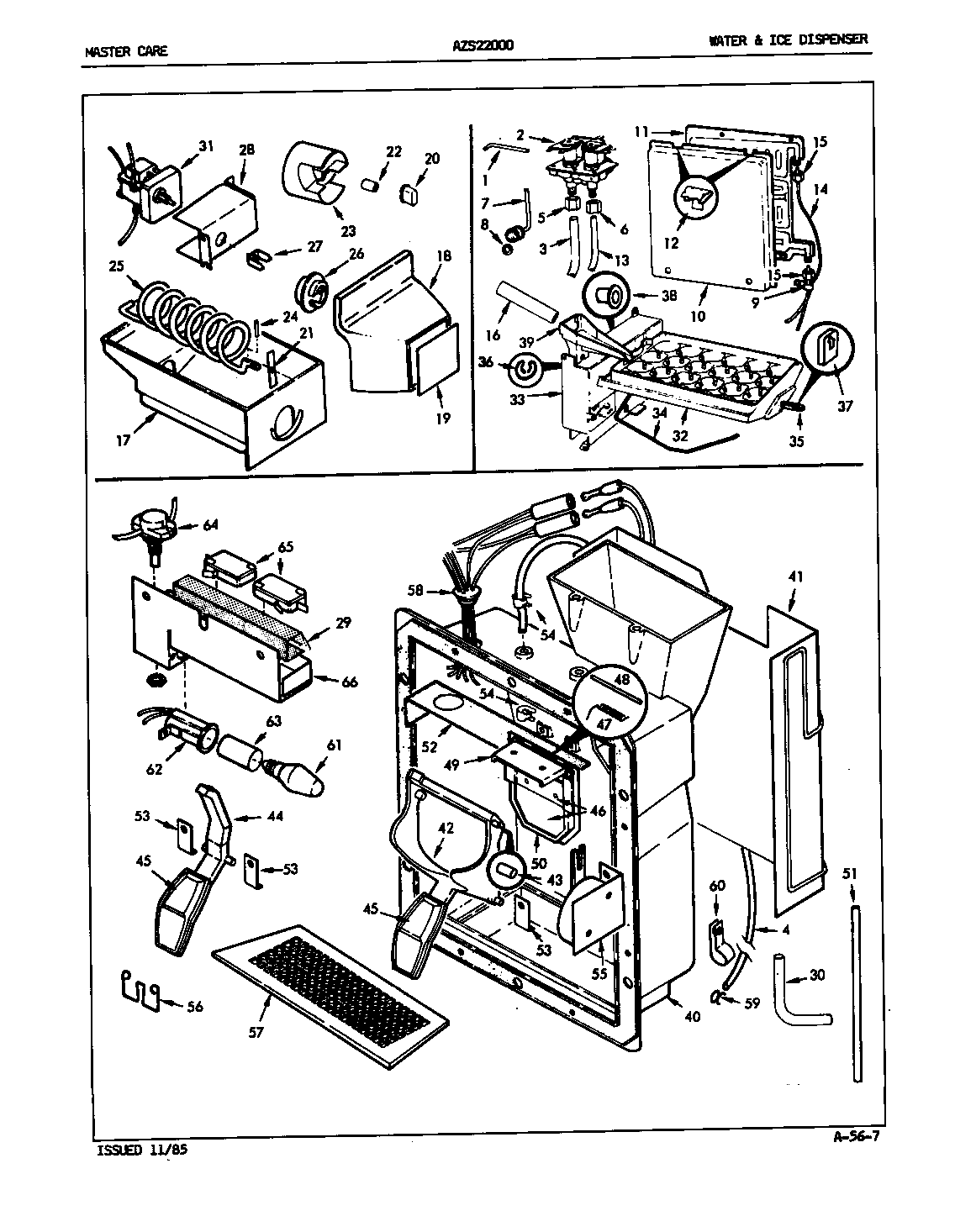 Admiral AZS22000/5L60A water & ice dispenser diagram