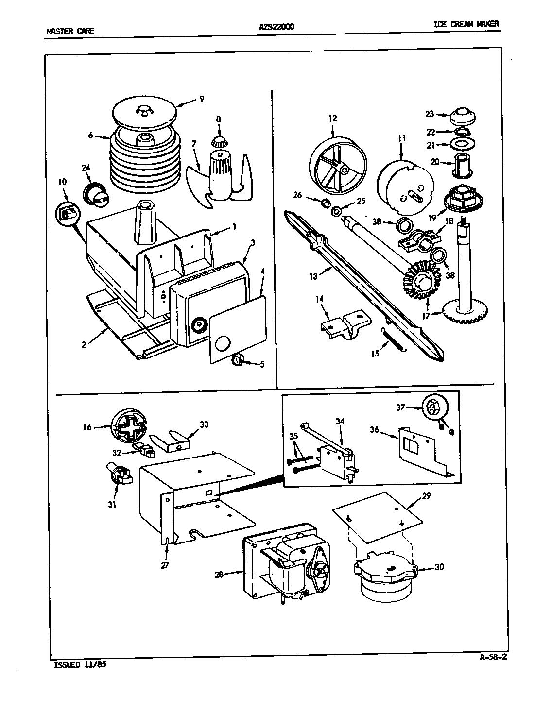 Admiral AZS22000/5L60A ice cream maker diagram
