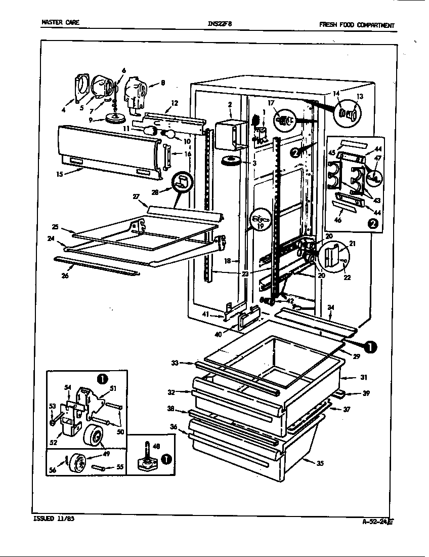 Admiral INS22F8/5L45A fresh food compartment diagram