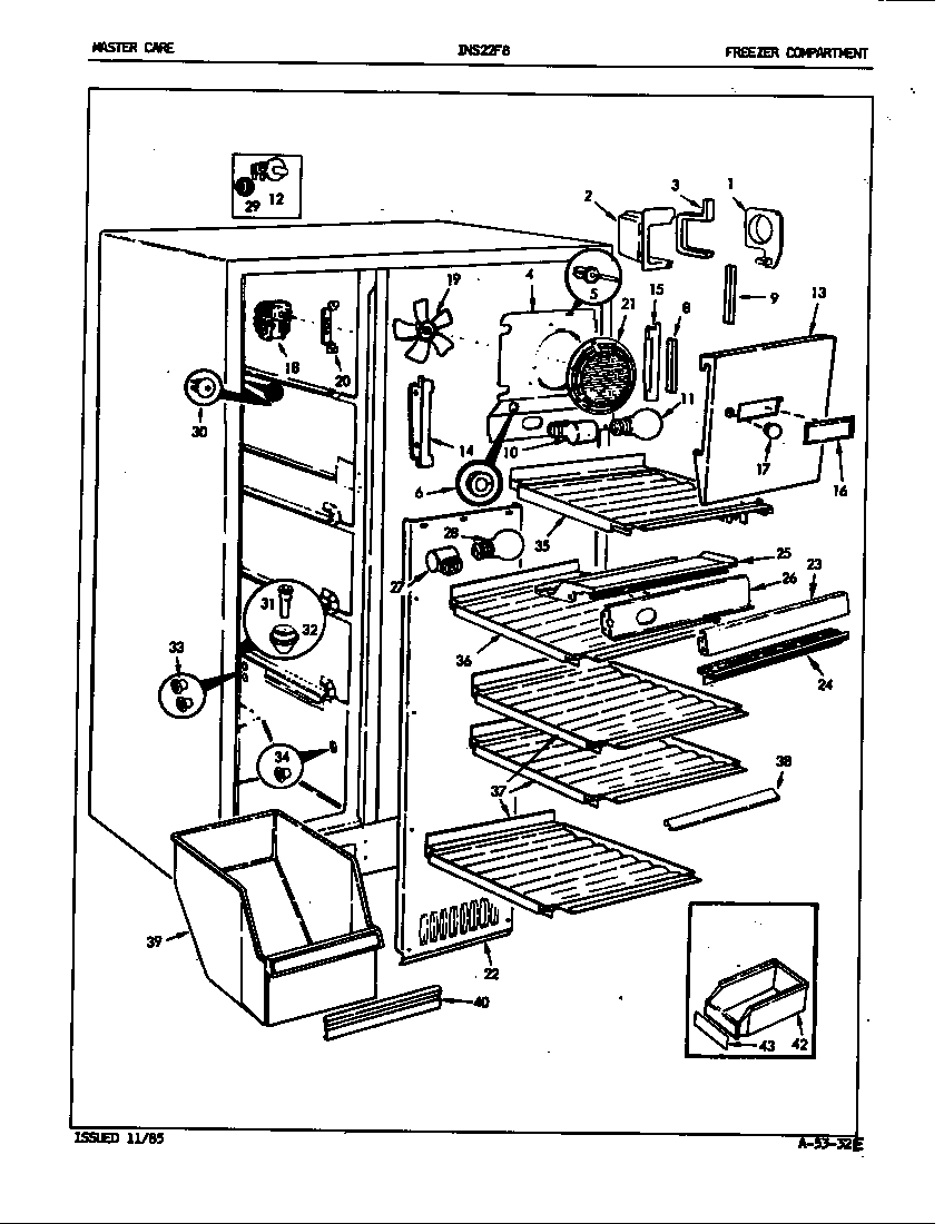 Admiral INS22F8/5L45A freezer compartment diagram