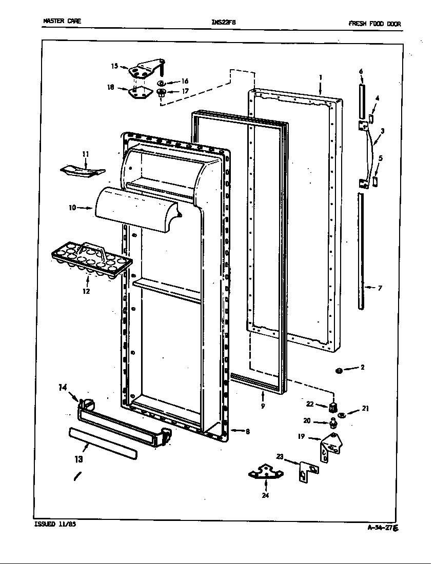 Admiral INS22F8/5L45A fresh food door diagram