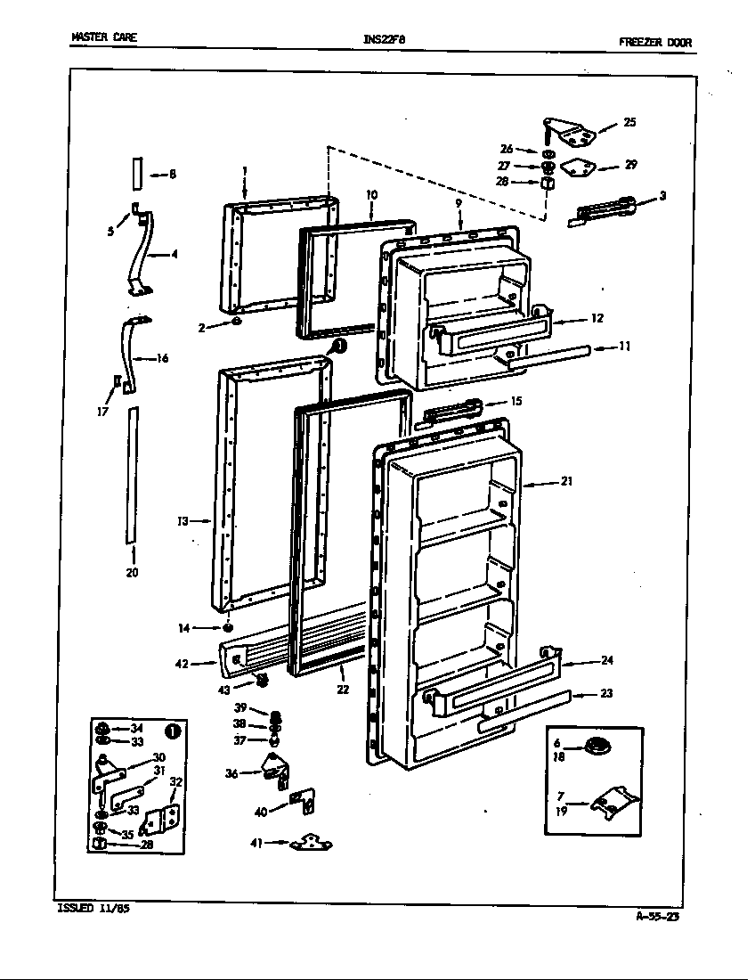 Admiral INS22F8/5L45A freezer door diagram