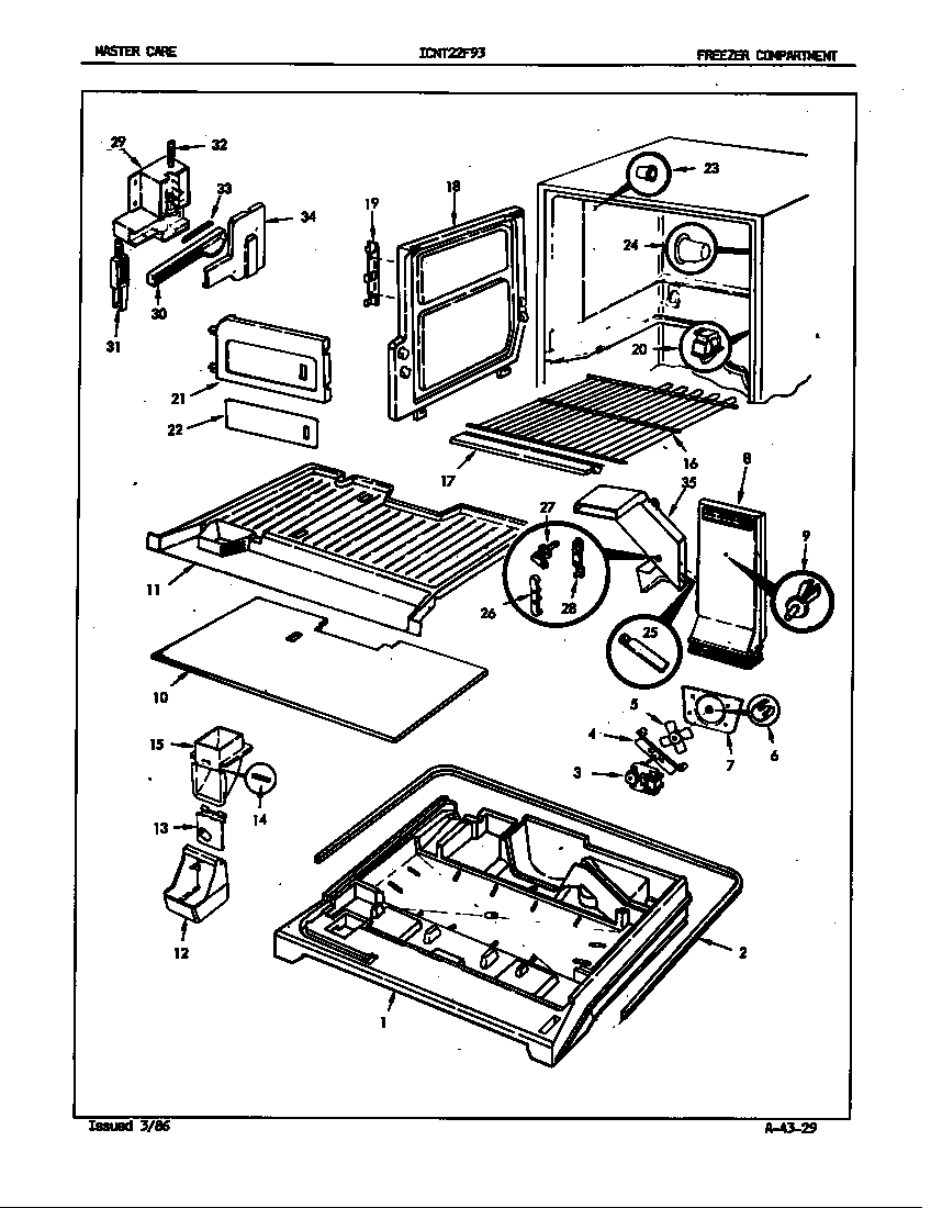 Admiral ICNT22F93/5B78B freezer compartment diagram