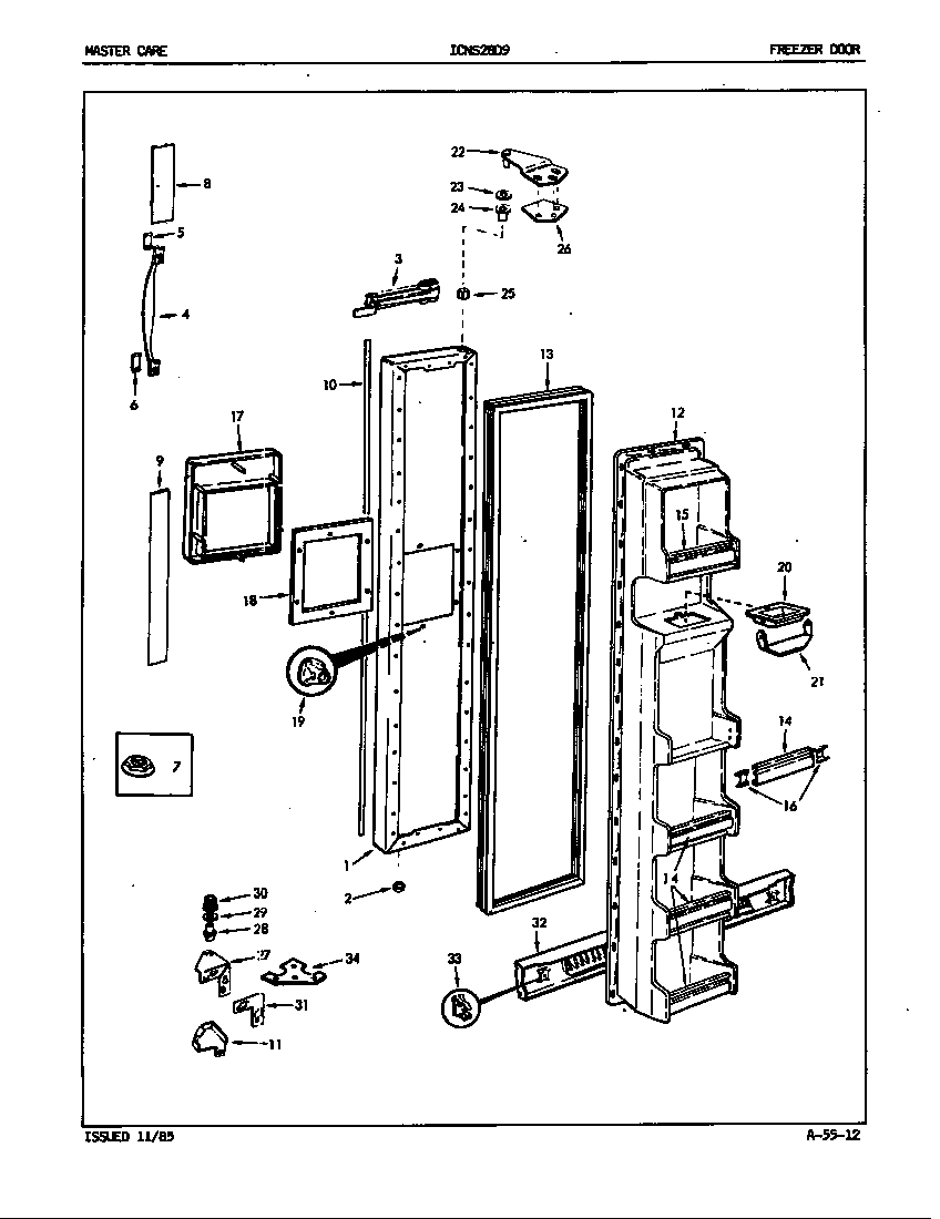 Admiral ICNS28D92/5L58A freezer door diagram