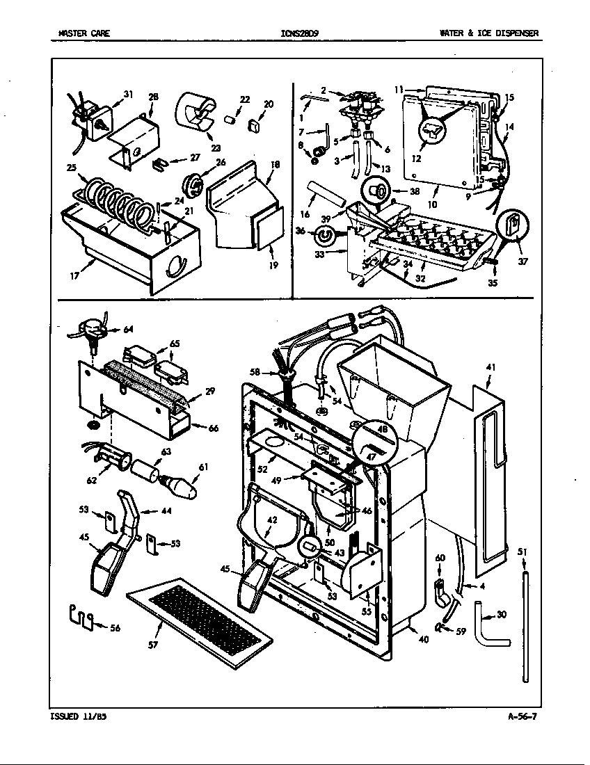 Admiral ICNS28D92/5L58A water & ice dispenser diagram