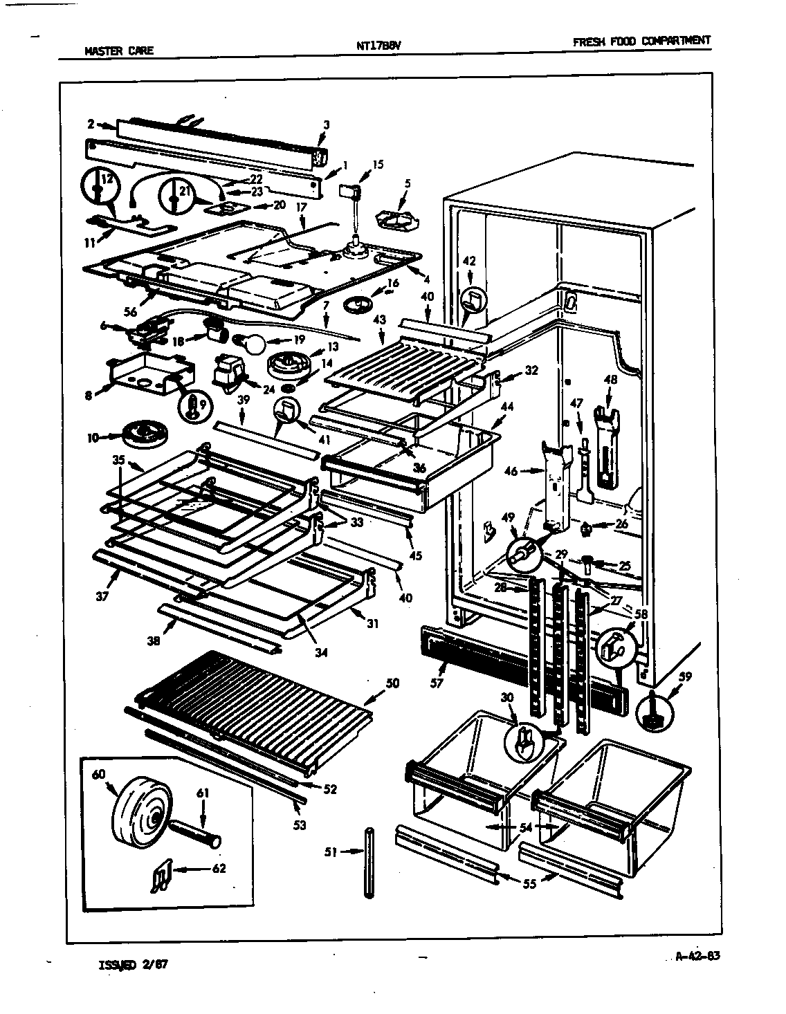 Admiral NT17B8VH/5A71B fresh food compartment diagram