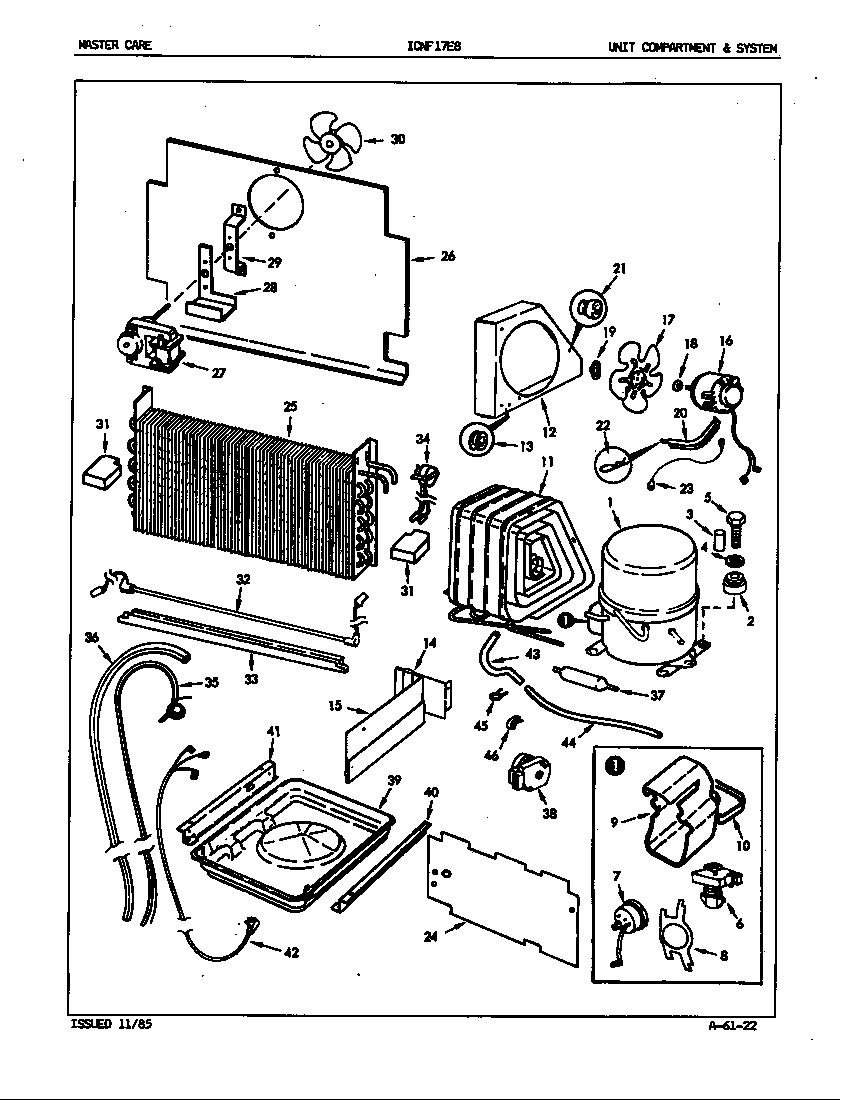Admiral ICNF17E8/EY42A unit compartment & system diagram