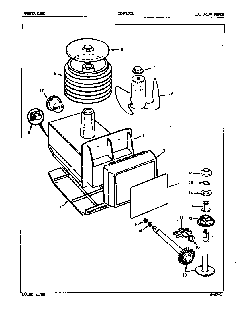 Admiral ICNF17E8/EY42A ice cream maker diagram