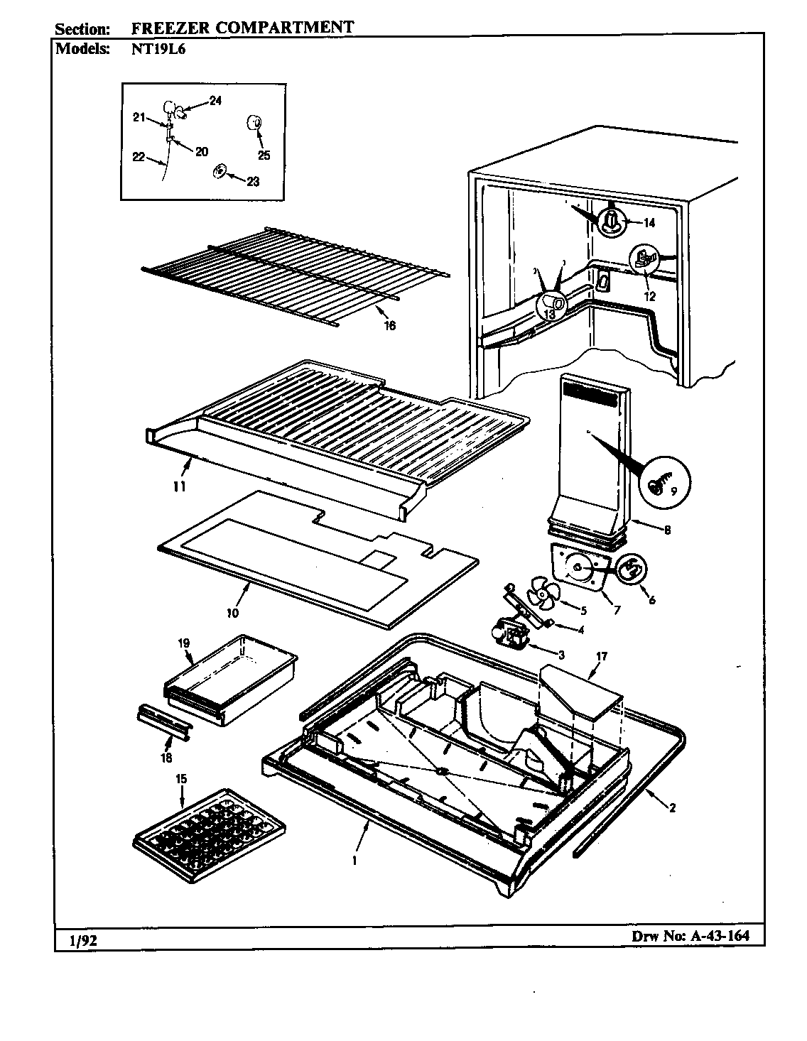 Admiral NT19L6/BA51A freezer compartment diagram