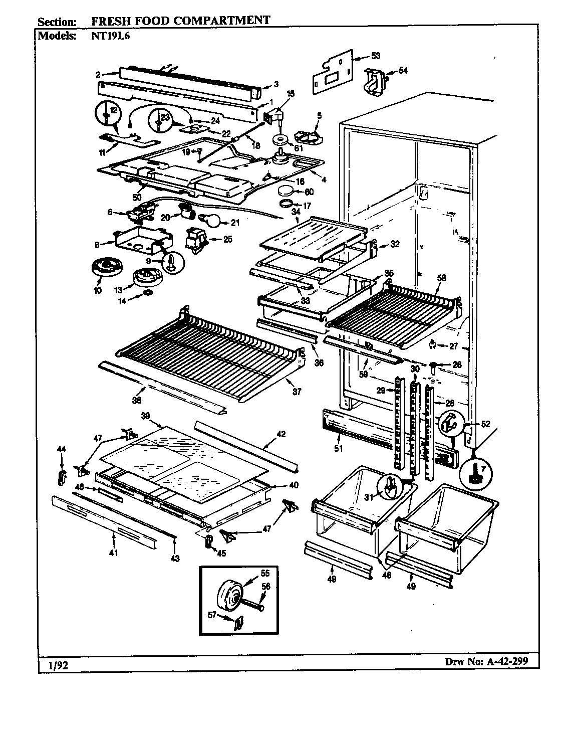Admiral NT19L6A/BA51B fresh food compartment diagram