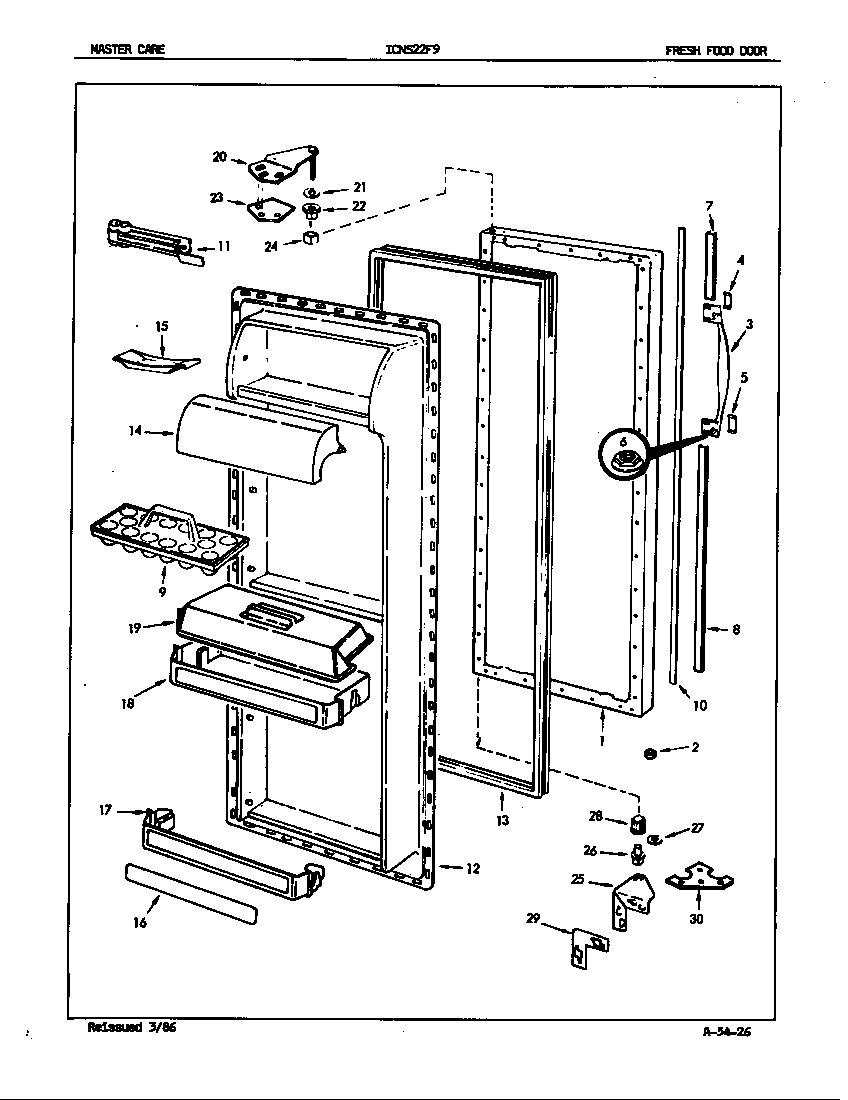 Admiral ICNS22F9/5L47B fresh food door diagram
