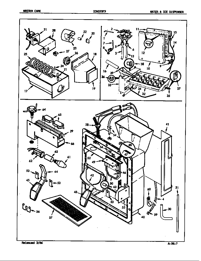 Admiral ICNS22F9/5L47B water & ice dispenser diagram