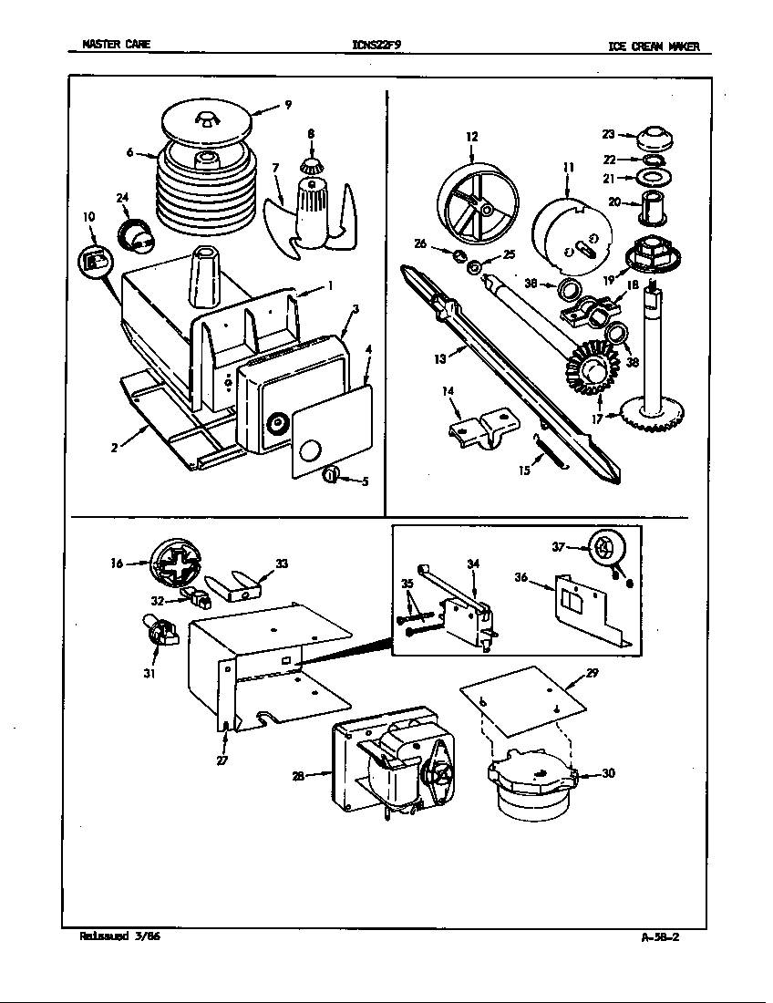 Admiral ICNS22F9/5L47B ice cream maker diagram