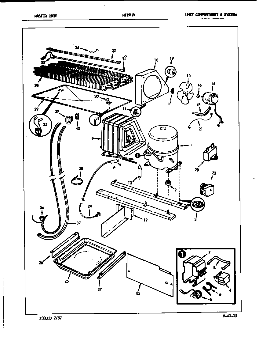 Admiral NT19H8H/8A07A unit compartment & system diagram
