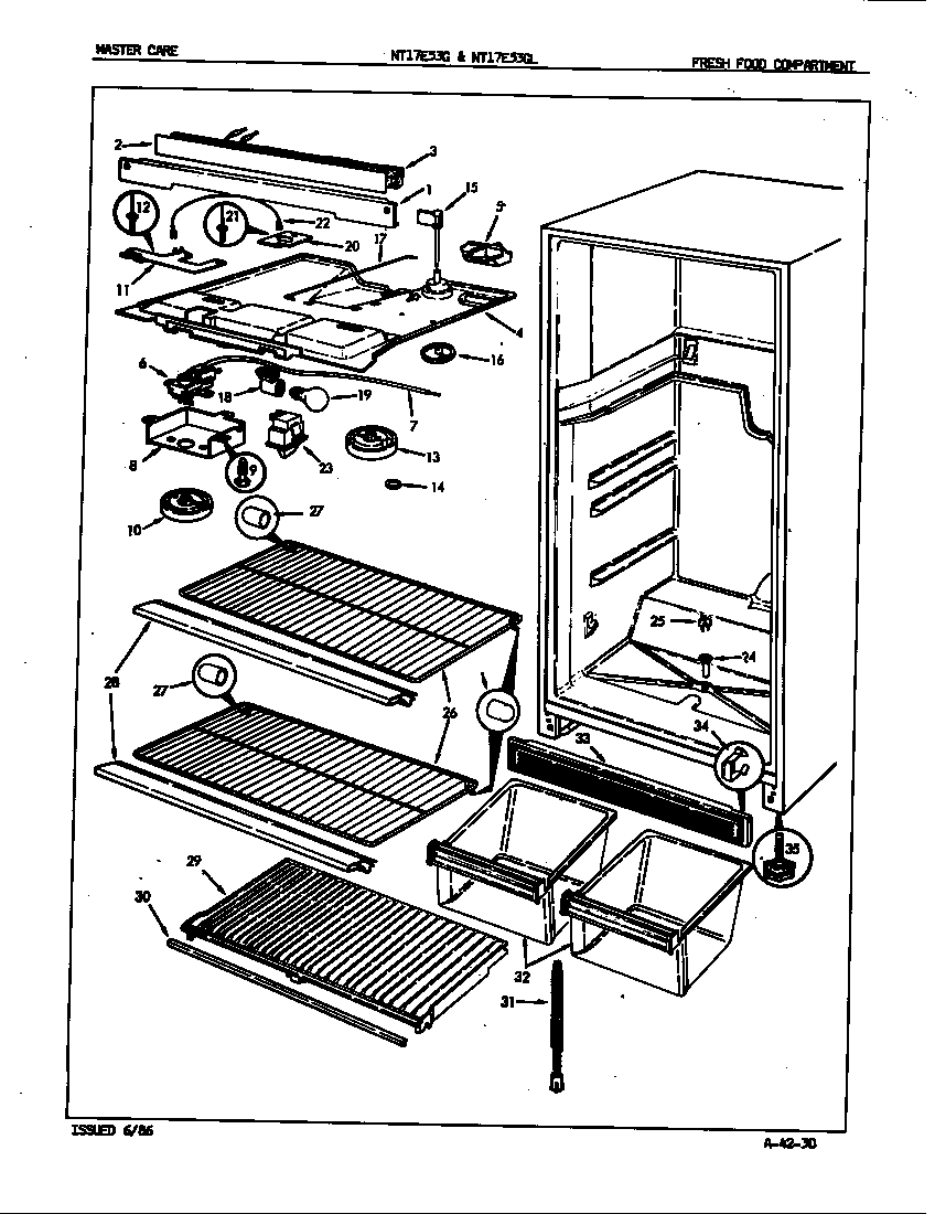 Admiral NT17E53GLA/5D77B fresh food compartment diagram