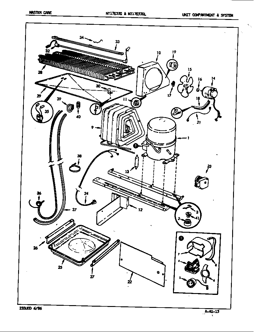 Admiral NT17E53GL/5D57B unit compartment & system diagram