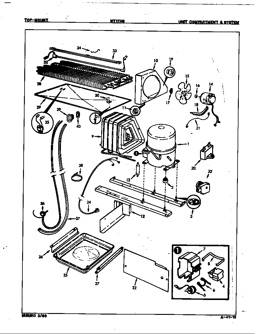 Admiral NT17H8H/7D52A unit compartment & system diagram