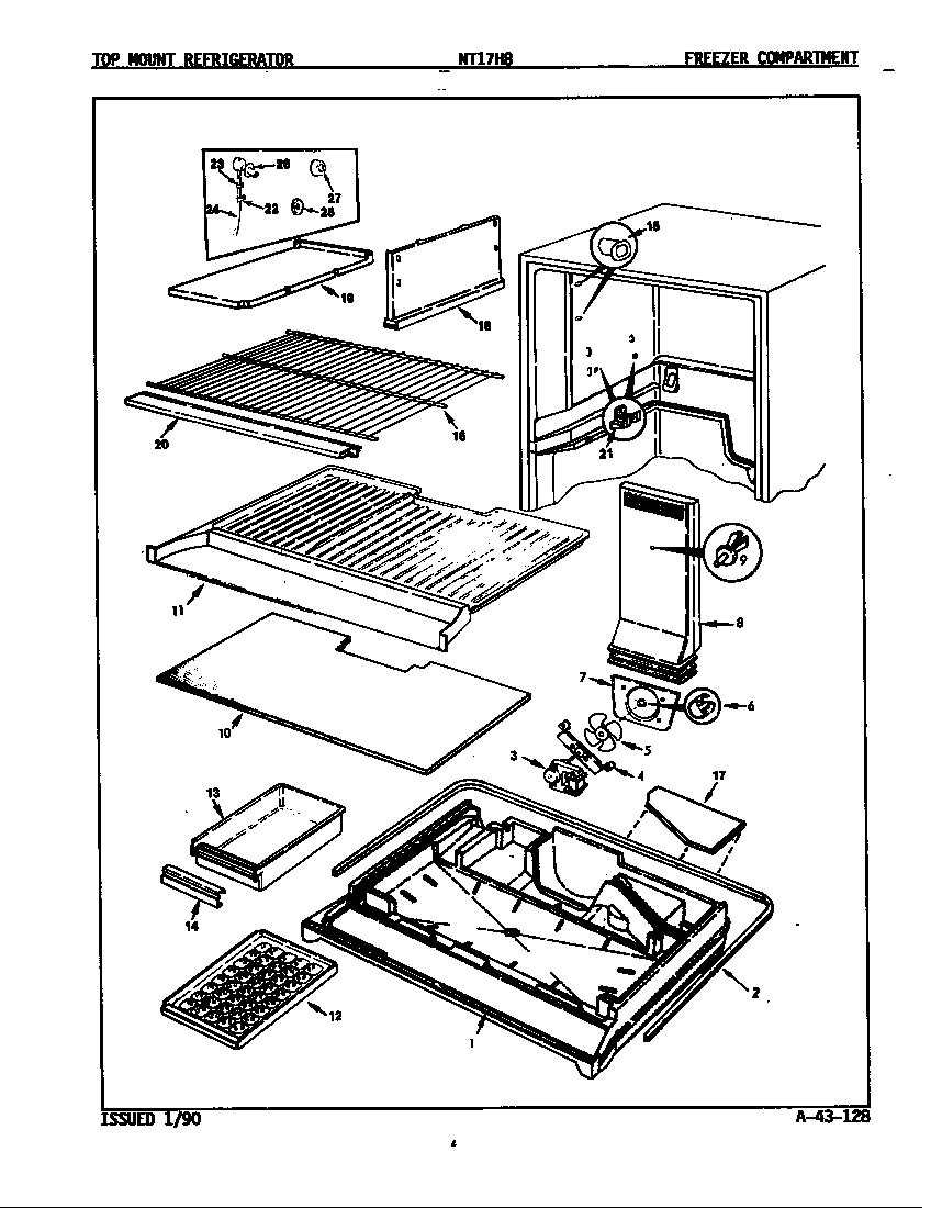 Admiral NT17H8H/7D52A freezer compartment diagram