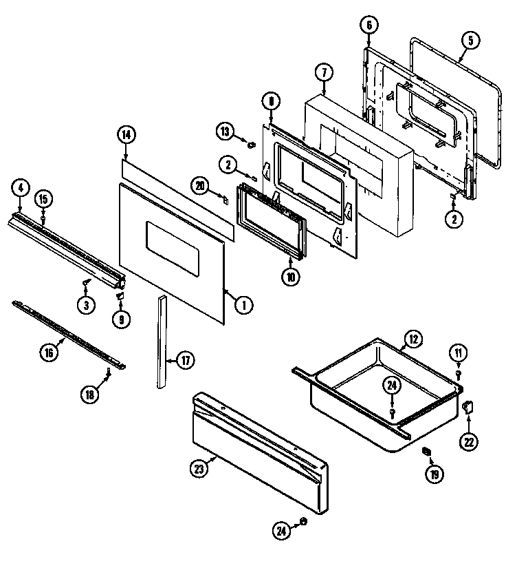 Norge L3510PRV door/drawer (xr* ser pre 10) (l3521xra) (l3521xrw) diagram