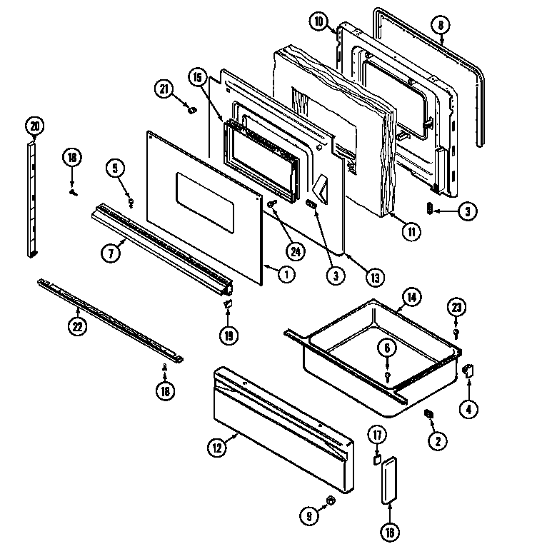 Norge L3581XRA door/drawer diagram
