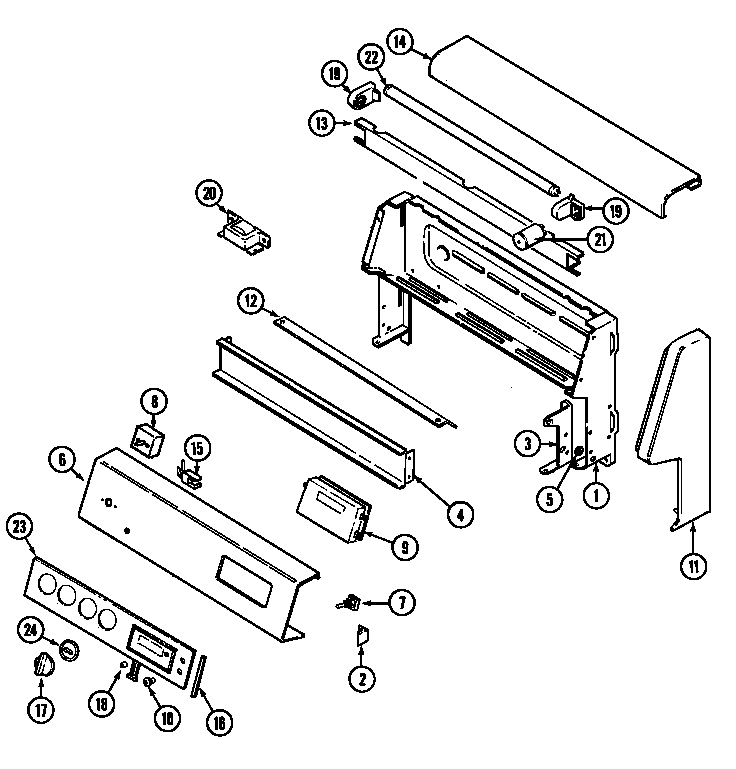 Norge L3882XRW control panel diagram