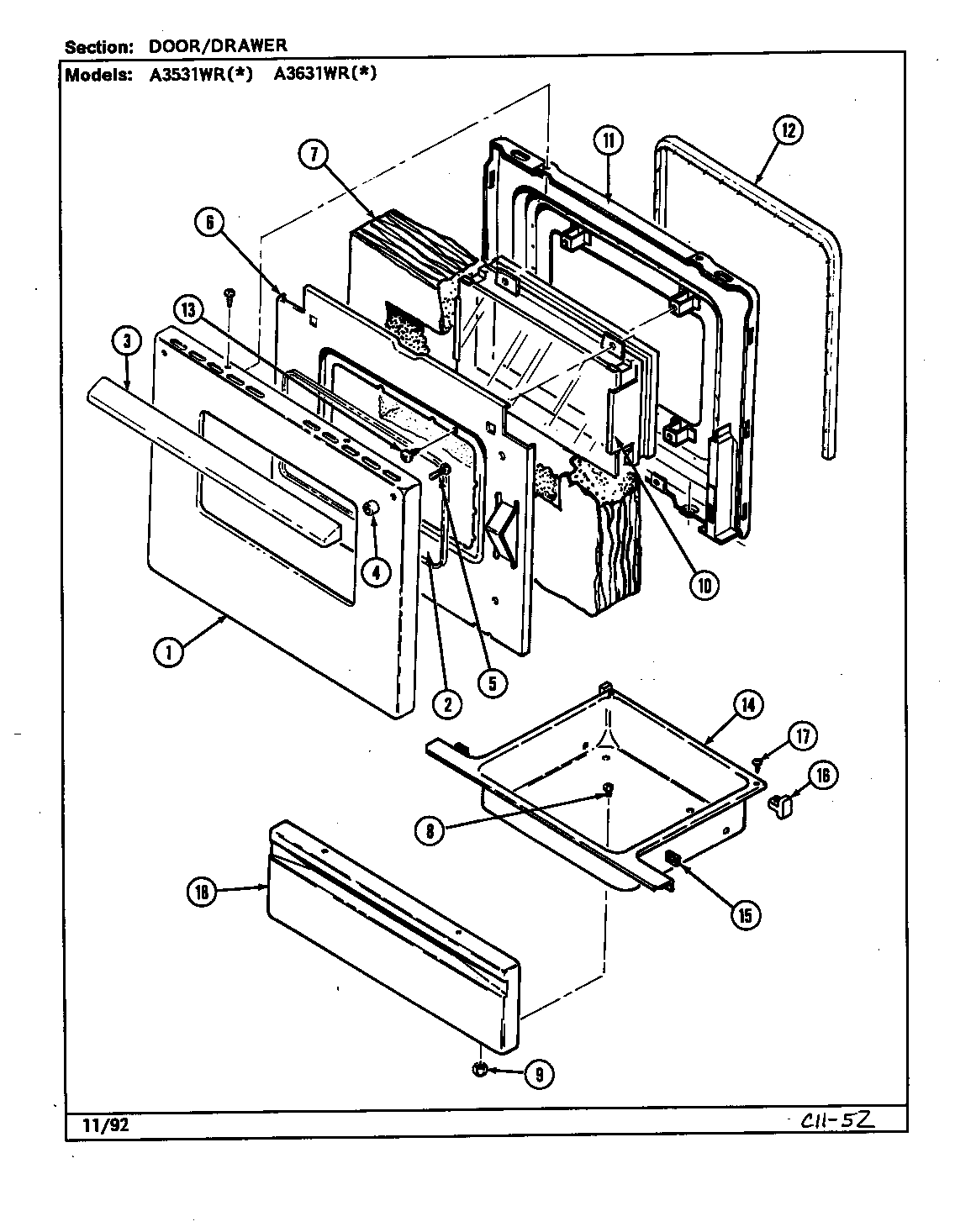 Admiral A3531WRA door/drawer (a3531wr) (a3531wra) (a3531wrw) diagram