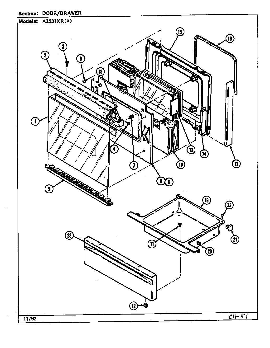 Admiral A3531WRA door/drawer (a3531xr) (a3531xra) (a3531xrw) diagram