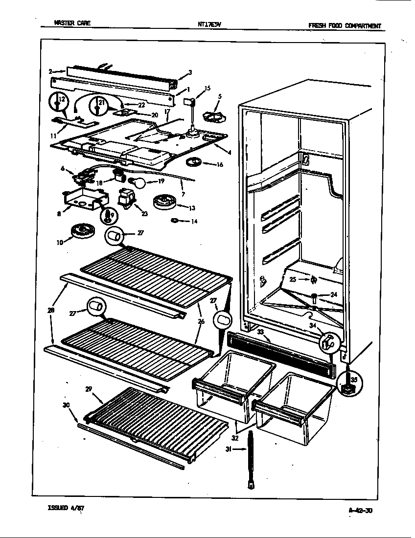 Admiral NT17E5VA/7D01A fresh food compartment diagram