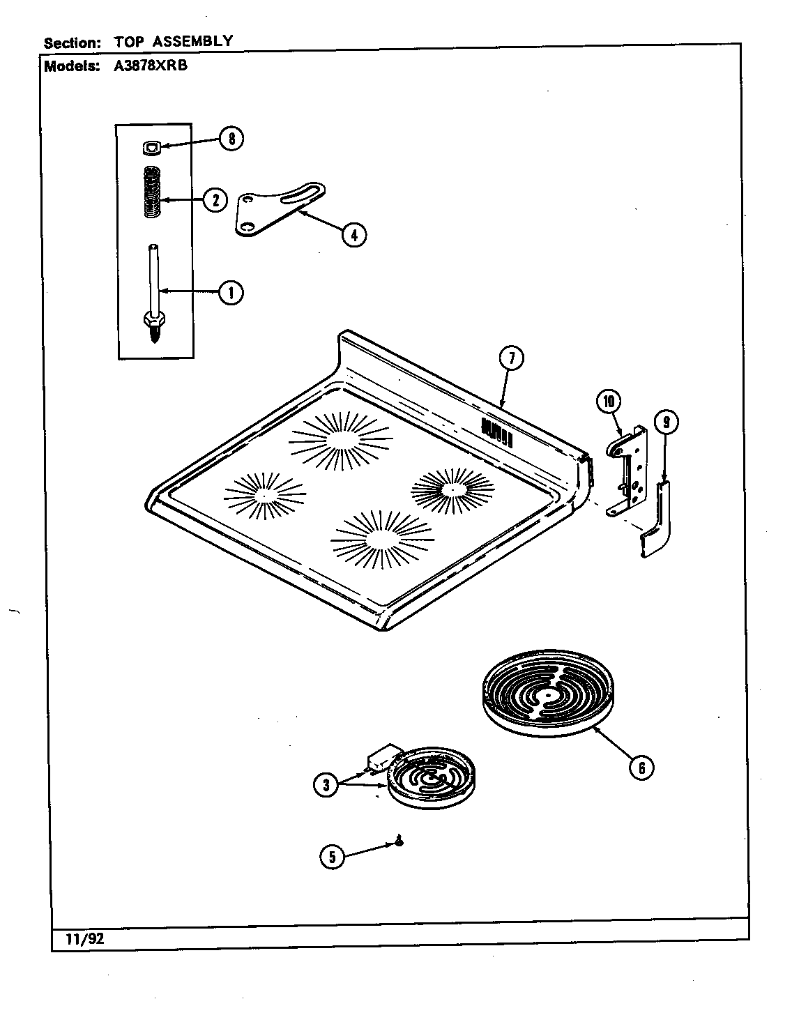 Admiral A3878XRB top assy. (a3878xrb) (a3878xrb) diagram
