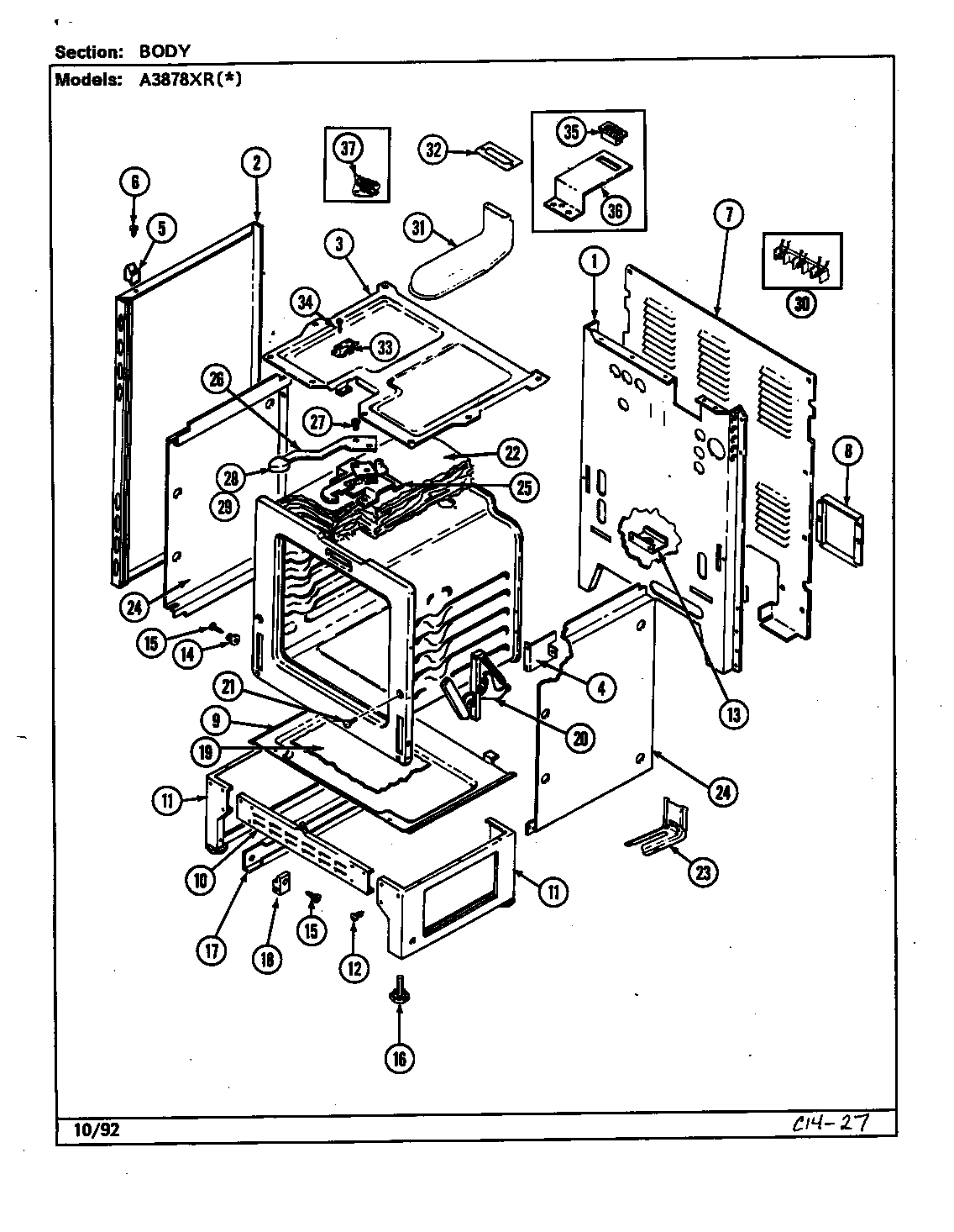 Admiral A3878XRB body (a3878xra) (a3878xrw) diagram