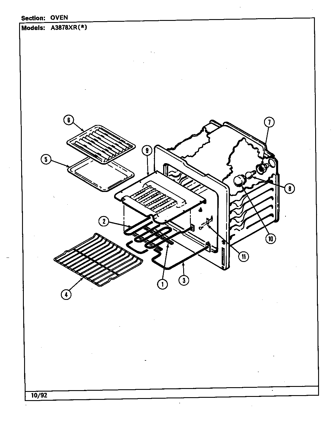Admiral A3878XRB oven (a3878xra) (a3878xrw) diagram