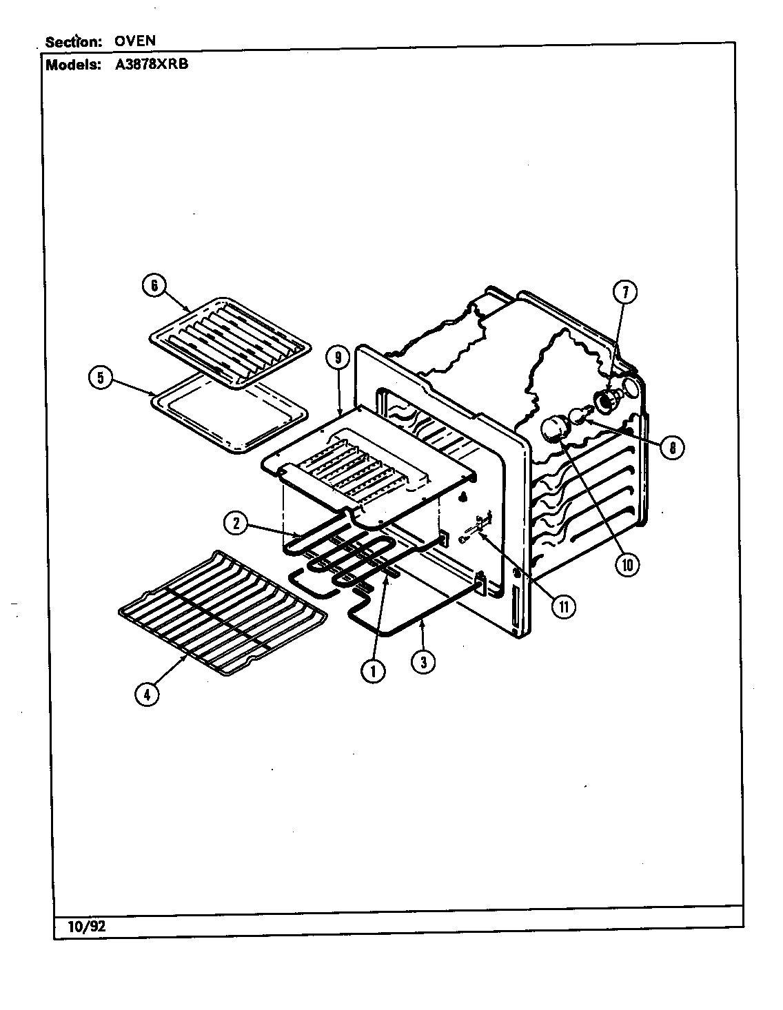 Admiral A3878XRB oven (a3878xrb) (a3878xrb) diagram