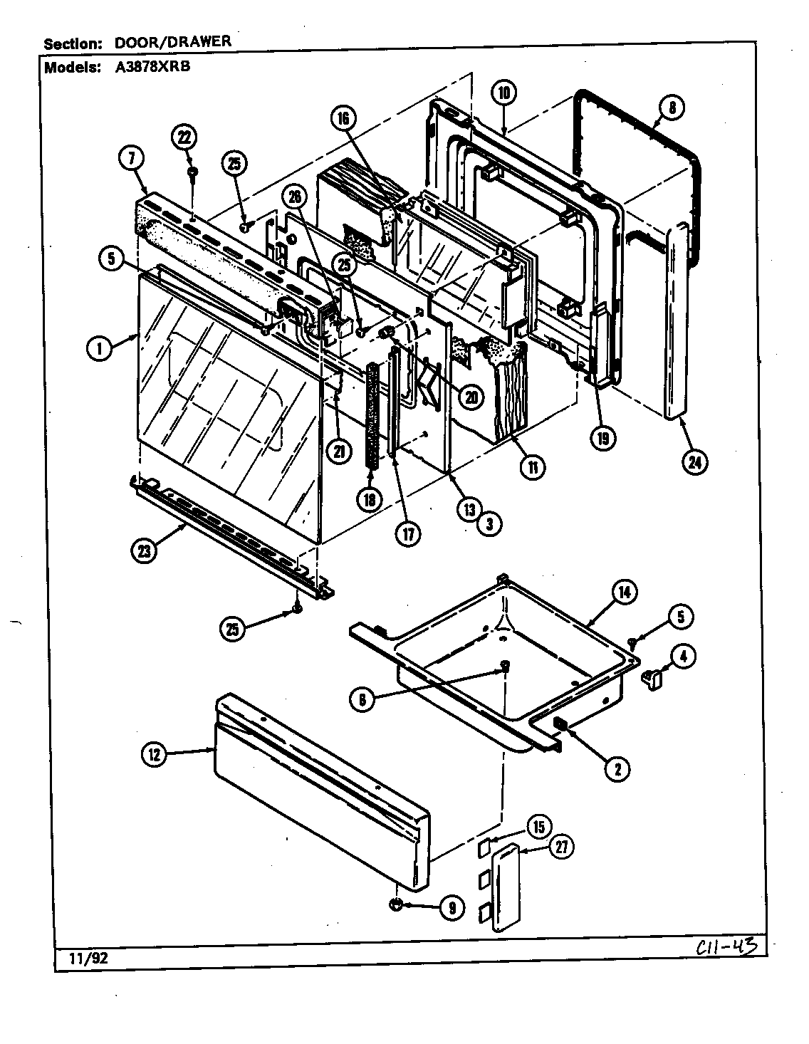 Admiral A3878XRB door/drawer (a3878xrb) (a3878xrb) diagram