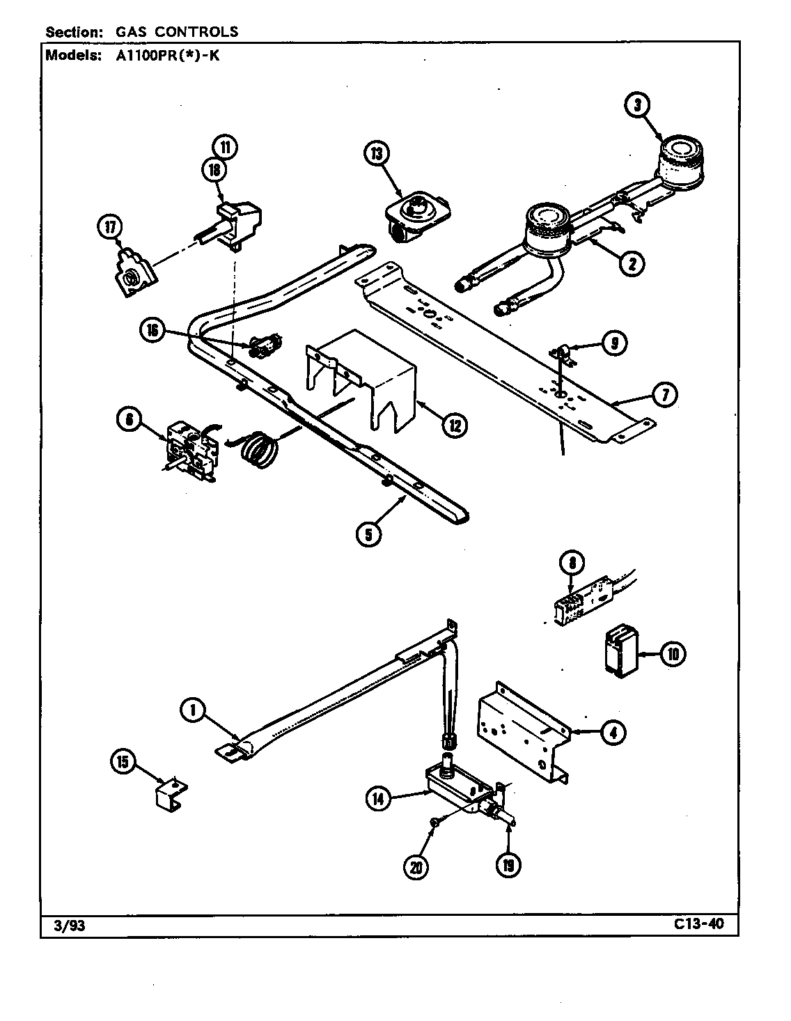 Admiral A1100PRA-K control system (a1100pr-k) (a1100pra-k) (a1100prw-k) diagram