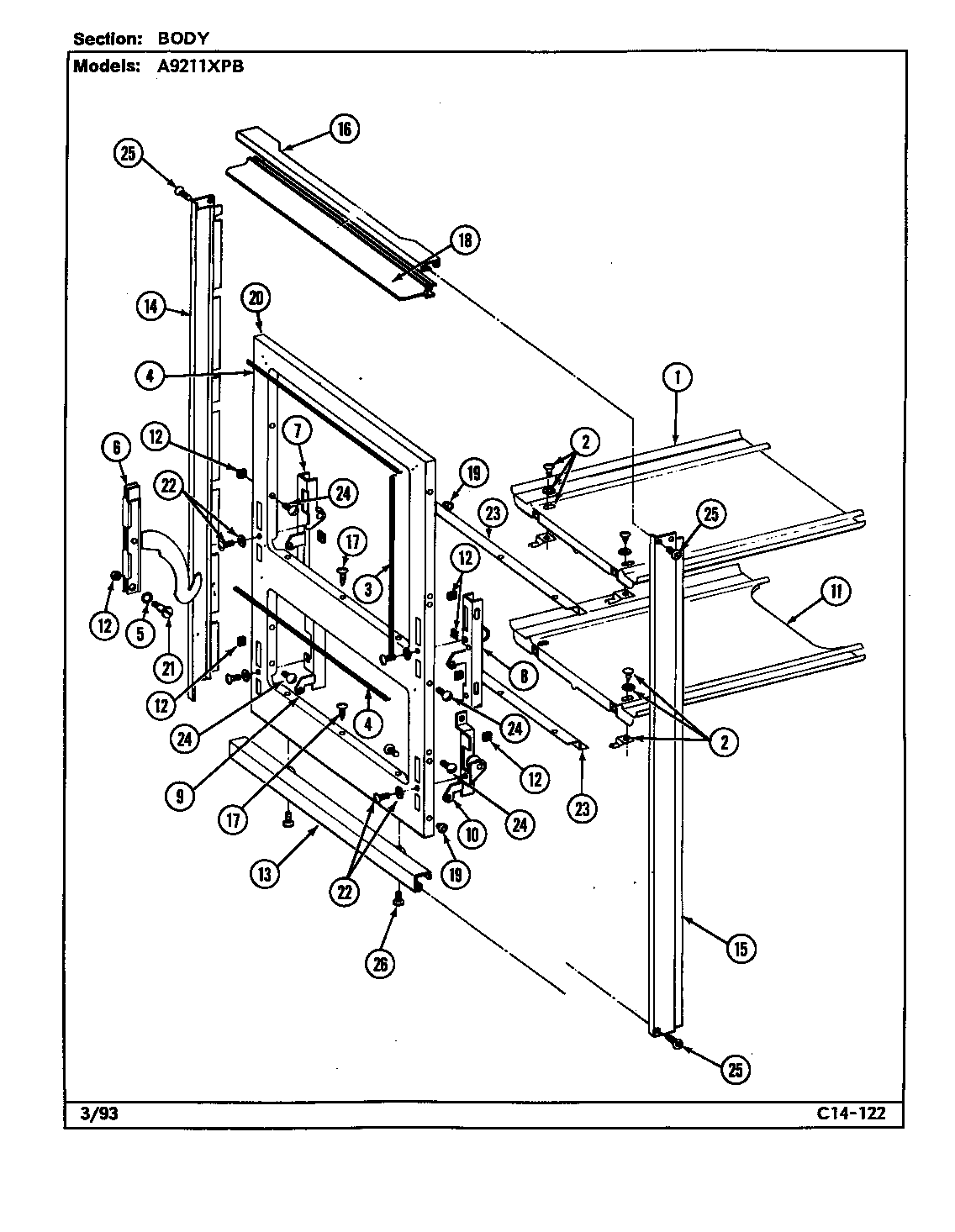Admiral A9211XPB body diagram
