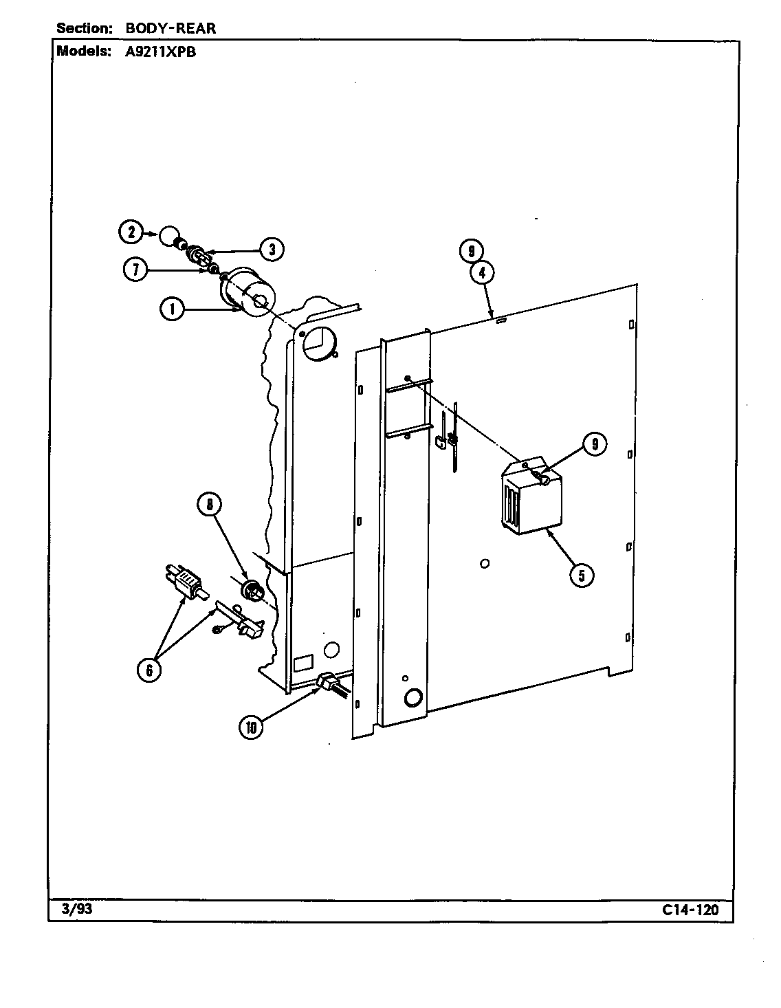 Admiral A9211XPB body diagram