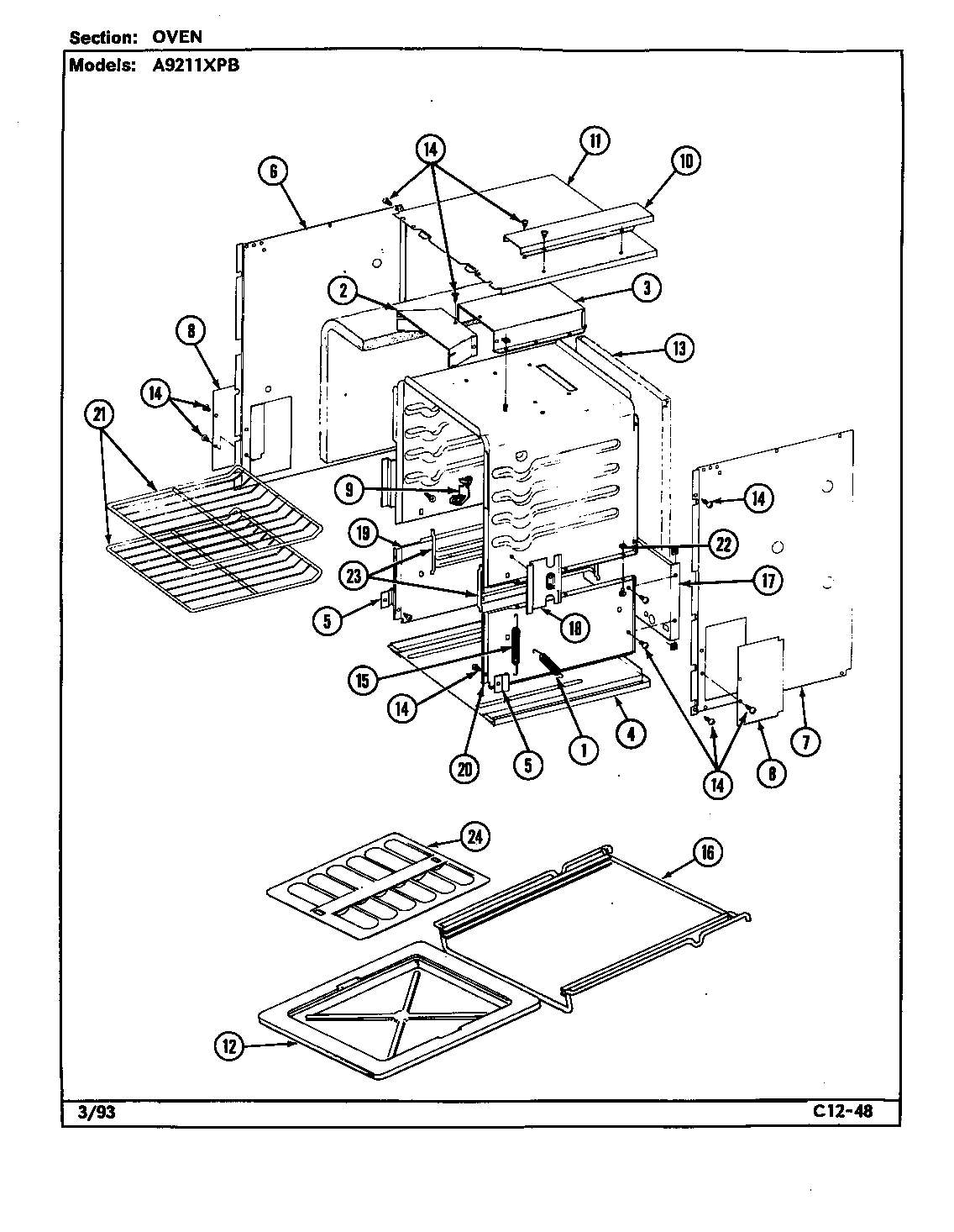 Admiral A9211XPB oven diagram