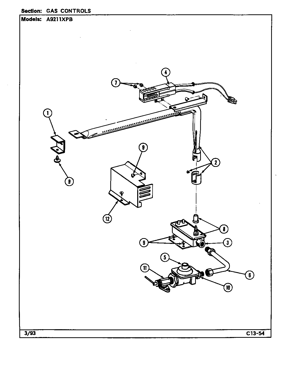 Admiral A9211XPB control system diagram