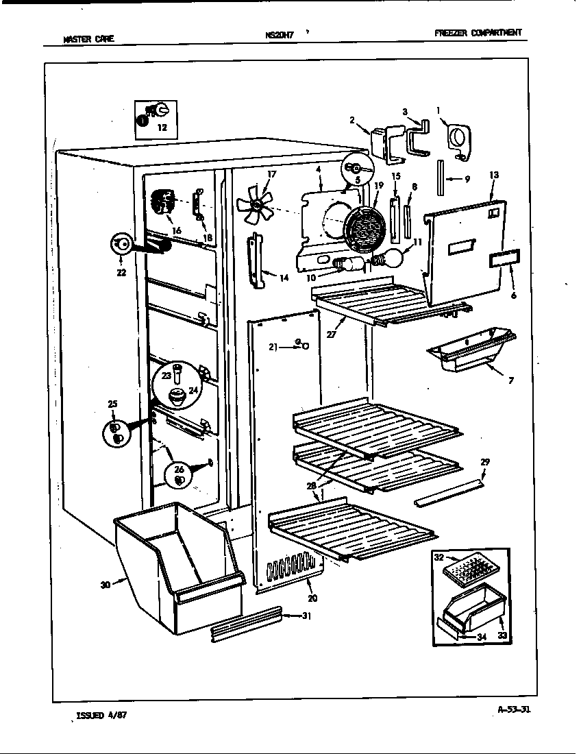 Admiral NS20H7H/8L22A freezer compartment diagram